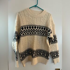 Line & Dot Montana Faire Isle cream & black cozy winter sweater.